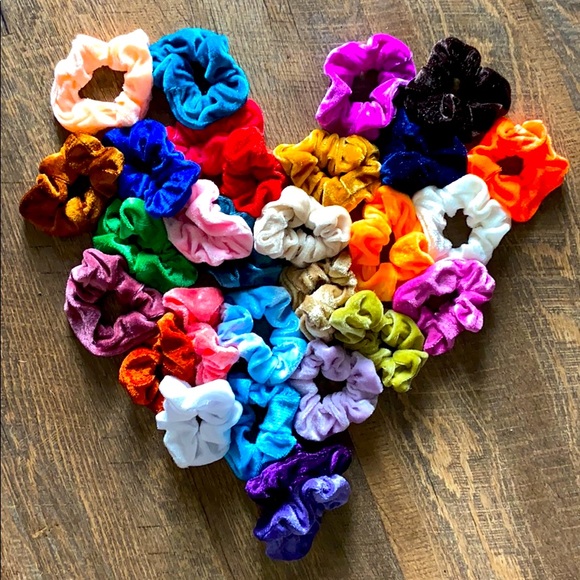 (CLOSET CLOSING FINAL SALE) Lot of New Rainbow Velvet Scrunchies - Picture 2 of 6
